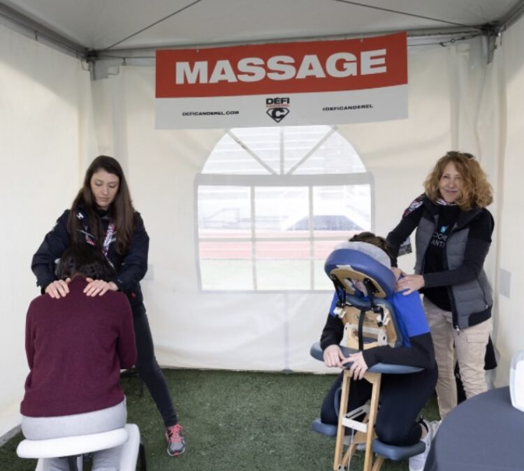 participation au défi canderel massage sur chaise cochez santé